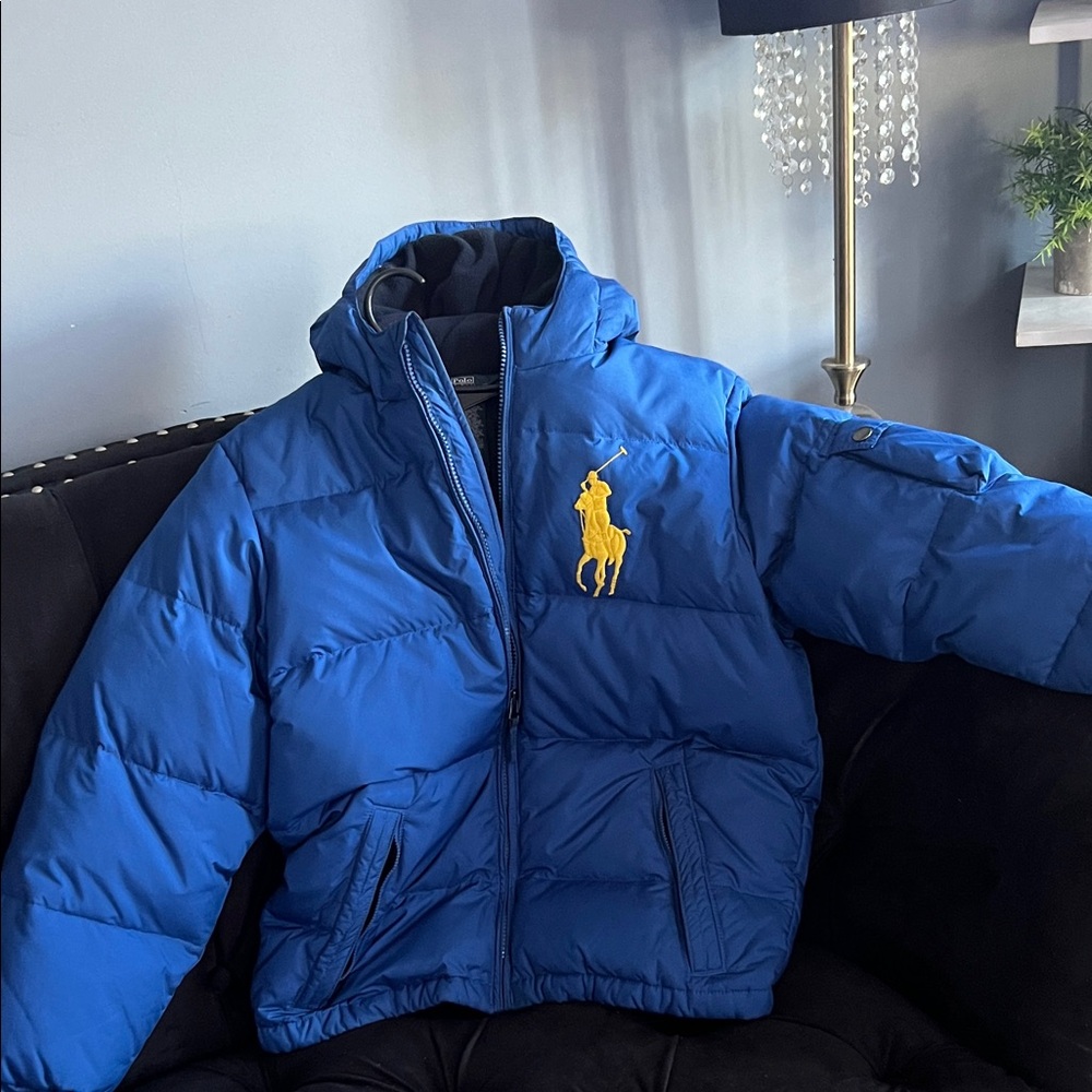 Ralph Lauren Royal Blue Puffer with Yellow Emblem